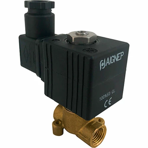 Aignep USA Fluidity 02F Direct-Acting Solenoid Valve, 2/2 NC, FKM Seal, 3/8"NPTF, 3mm, 220V AC, 31VA
