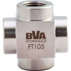 BVA Hydraulics BVA Hydraulic Fitting Cross, Female 3/8"-18NPTF to Female 3/8"-18NPTF