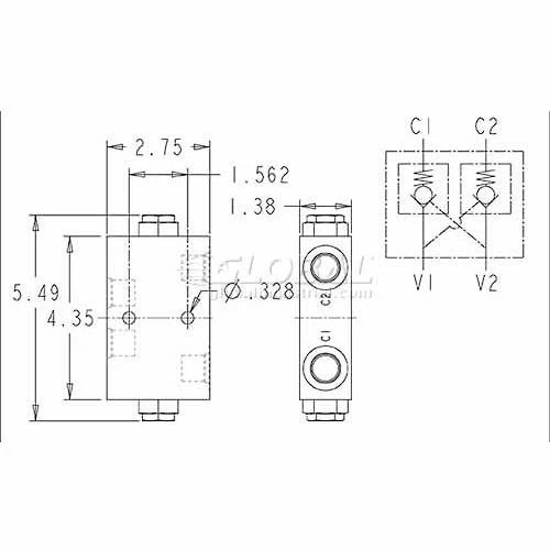 Hydrastar Steel Double Check Valve, HCVD08, 1/2" NPTF Valve, 4422 PSI / 315 BAR Max Pressure - Image 3