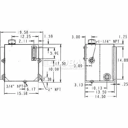 Buyers Products Buyers Hydraulic Reservoir W/Intergral Brackets, SMR15S, 15 Gal., Steel - Image 2