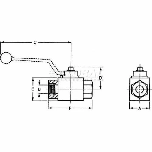 Buyers Products Buyers 2-Port High Pressure Ball Valve, HBVS100, 5000 Max Pressure, 1" NPTF - Image 2